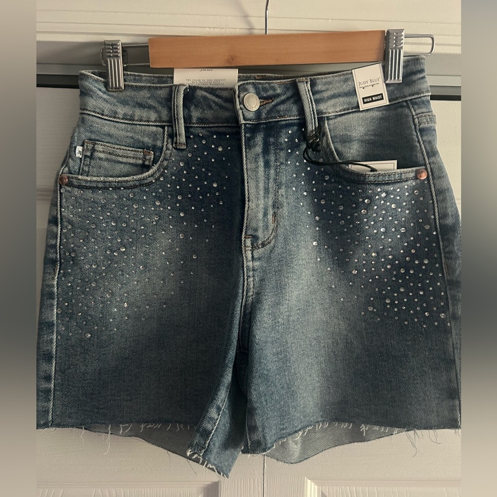 Judy Blue Studded Jean Shorts - Blue